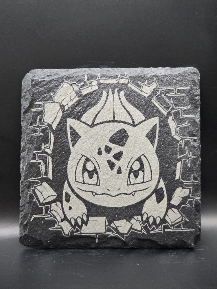 Video Game Coasters | Starter Pokemon Coasters | Black Coasters | Laser Engraved Coasters