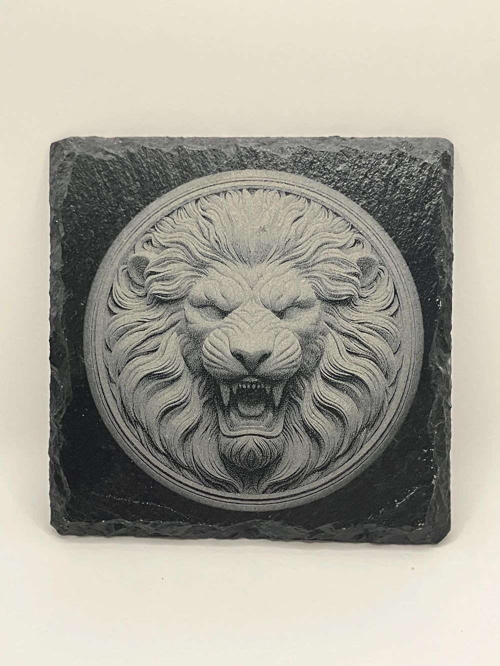 Laser Engraved Predator Head Slate Coaster – Fierce King of the Jungle Design | Unique Gift for Animal Lovers, Home Décor Accent